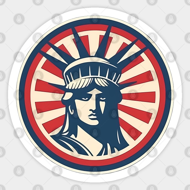 Lady of Liberty: Statue of Liberty Independence Day Emblem Sticker by Czajnikolandia